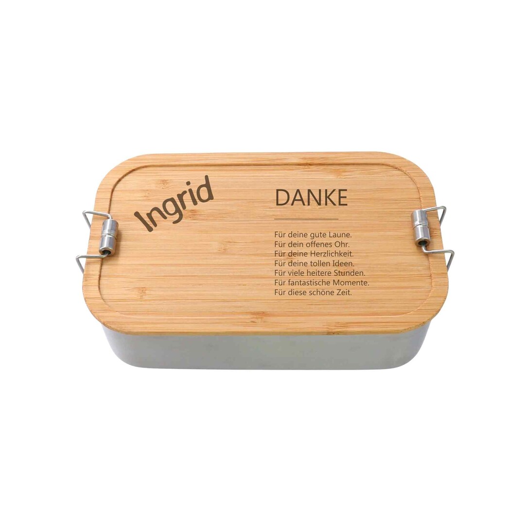 Definition DANKE Lunchbox Aus Metall Mit Holzdeckel Etsy