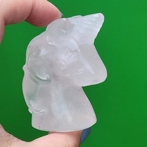 Clear Quartz Unicorn Carving: Rainbow Flash Healing Crystal