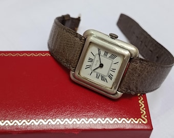 Vintage Tank Watch Silver Solid 800 Mechanic Swiss Made Cartier Style