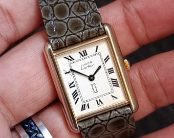 Vintage Cartier Tank Watch Must De Cartier Mechanical movement Roman Dial Swiss Made