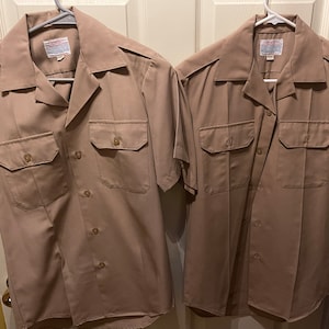 NOS SMALL Navy Marine Official Uniform Shirt Creighton DACRON Khaki Short Sleeve 14