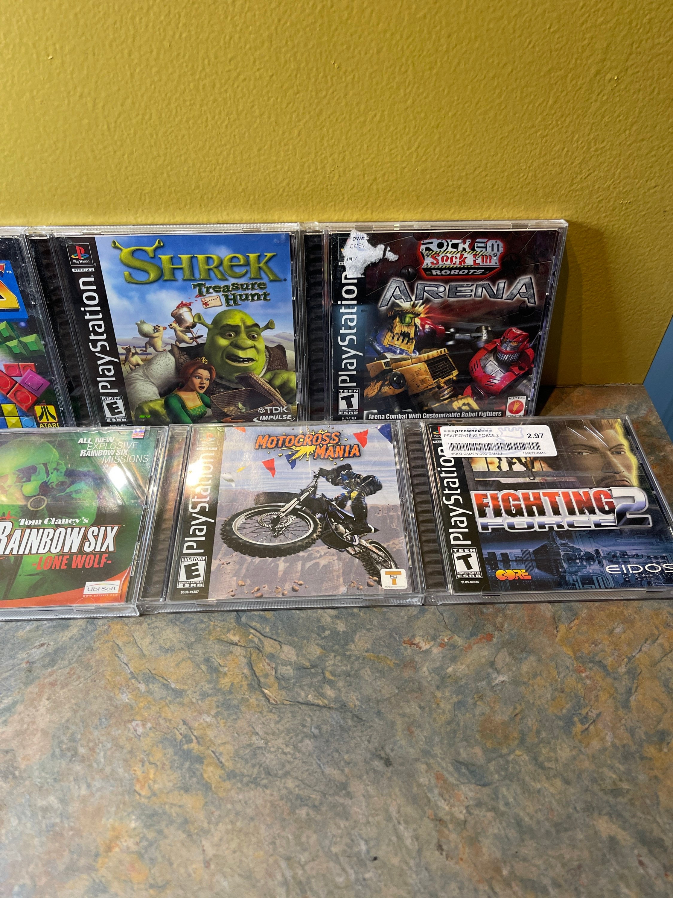 Ps1 Rocks Lot of 7 CIB Ps1 Games! Shrek the Next Tetris Rock Em Sock Em Motor ...