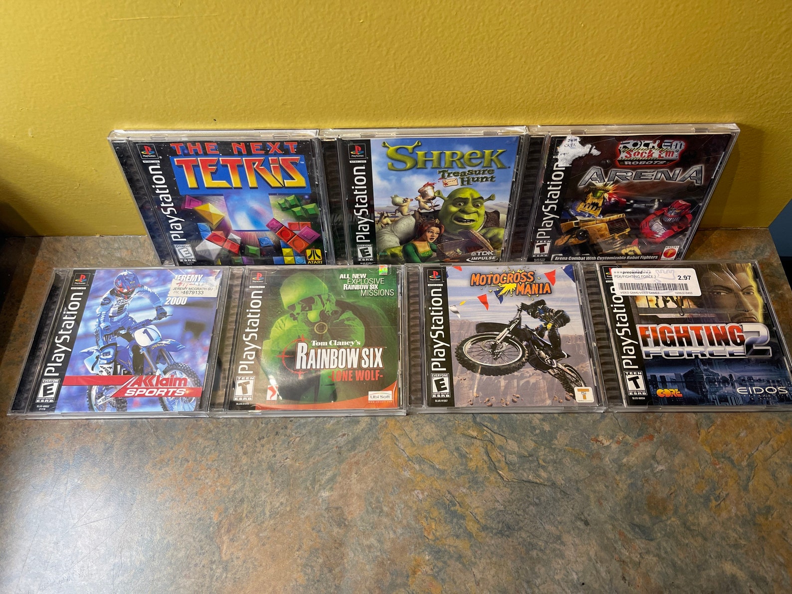 Ps1 Rocks Lot of 7 CIB Ps1 Games! Shrek the Next Tetris Rock Em Sock Em Motor ...
