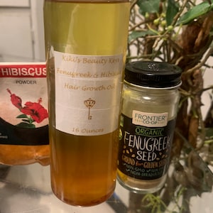 Olio per capelli super forte al fieno greco e ibisco! Capelli lunghi e sani VELOCE! Condizione profonda, idratazione! Capelli crespi, forfora, calvizie, secchezza.