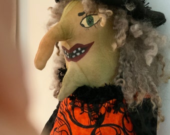 Primitive Folk Art Halloween Witch Handmade Original one of a kind