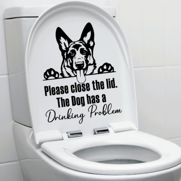Utoimkio Please Close The Lid The Dog Has Drinking Problems Toilet Decals Toilet Lid Decals