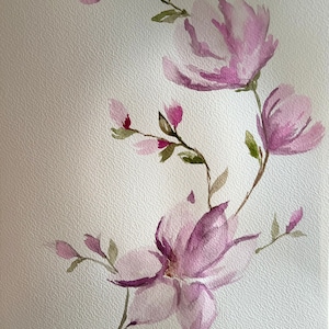 Abbraccia l'eleganza della natura: Magnolia Bliss dipinta a mano su carta per acquerello da 300 g/m², Magnolia, Dipinto di magnolia, Dipinto floreale ad acquerello