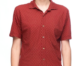 HUGO BOSS Men's Red Cotton Button-Up Shirt, Size M