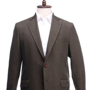 HACKETT LONDON Men&#39;s Olive Green Wool Blazer Jacket Size 44 Authentic Designer Wear