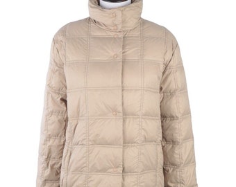 MONCLER Women's Beige Quilt  Down Puffer Jacket Long Coat Size 3 Authentic Vintage Wear