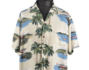 HAWAIIAN RESERVE Men's Floral Hawaiian Rayon Short Sleeve Shirt Size 18 XL Authentic Designer Wear