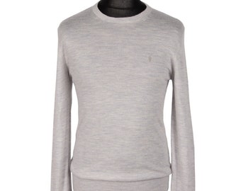 ALLSAINTS Men's Gray Merino Wool Crew Neck Sweater Size S Authentic Designer Wear