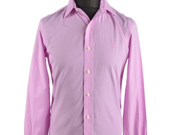 POLO RALPH LAUREN Camisa de vestir de algodón rosa para hombre Talla 15/38 Ropa de diseñador auténtica