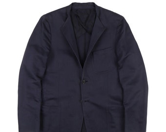 SAINT LAURENT by Tom FORD Men&#39;s Blue Cotton Linen Unlined Blazer Jacket Size 48IT Authentic Designer Wear