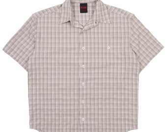 MAMMUT Men's Beige Check Short Sleeve Shirt Size S Authentic Outdoor Wear