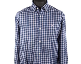 Camisa de algodón a cuadros azules GANT, talla XL para hombre, corte regular.
