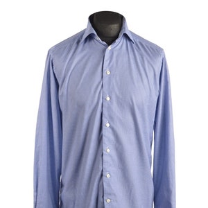 ETON Men&#39;s Blue Geometric Print Cotton Contemporary Shirt Size 39 / 15 / M Authentic Designer Wear