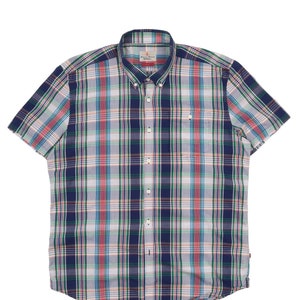 BARBOUR Men&#39;s Multicolour Check Cotton Tailored Fit Short Sleeve Shirt Size XL Authentic Designer Wear