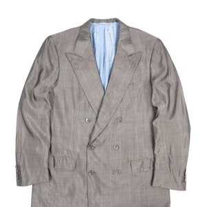 BRIONI Men&#39;s Grey Pinstripe Pure Silk Double Breasted Blazer Jacket Size 42 US Authentic Designer Wear