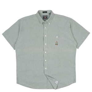 CHAPS RALPH LAUREN Men&#39;s Green Oxford Short Sleeve Shirt Button Down Size L Authentic Designer Wear