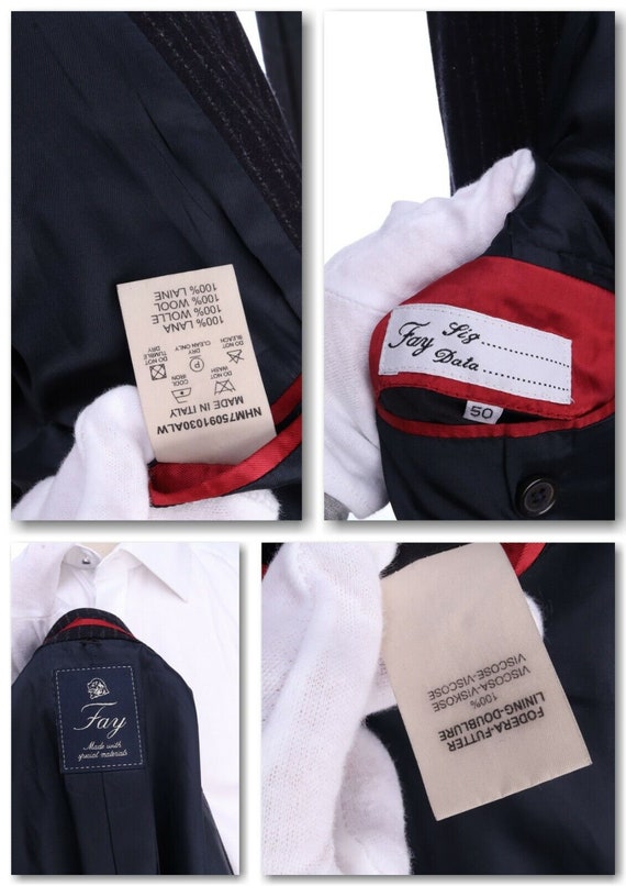 FAY Men's Black Striped Wool Three Buttons Blazer… - image 4