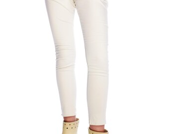 ACNE Davi Cotton Pants White Women's Skinny Trousers Size 38