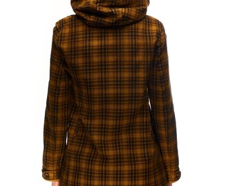 STEPHAN SCHNEIDER Coat Brown Check Cotton Women's Hooded Jacket