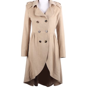 FENDI Coat Long Double Breasted Beige Cashmere Women&#39;s Overcoat Size 40 IT