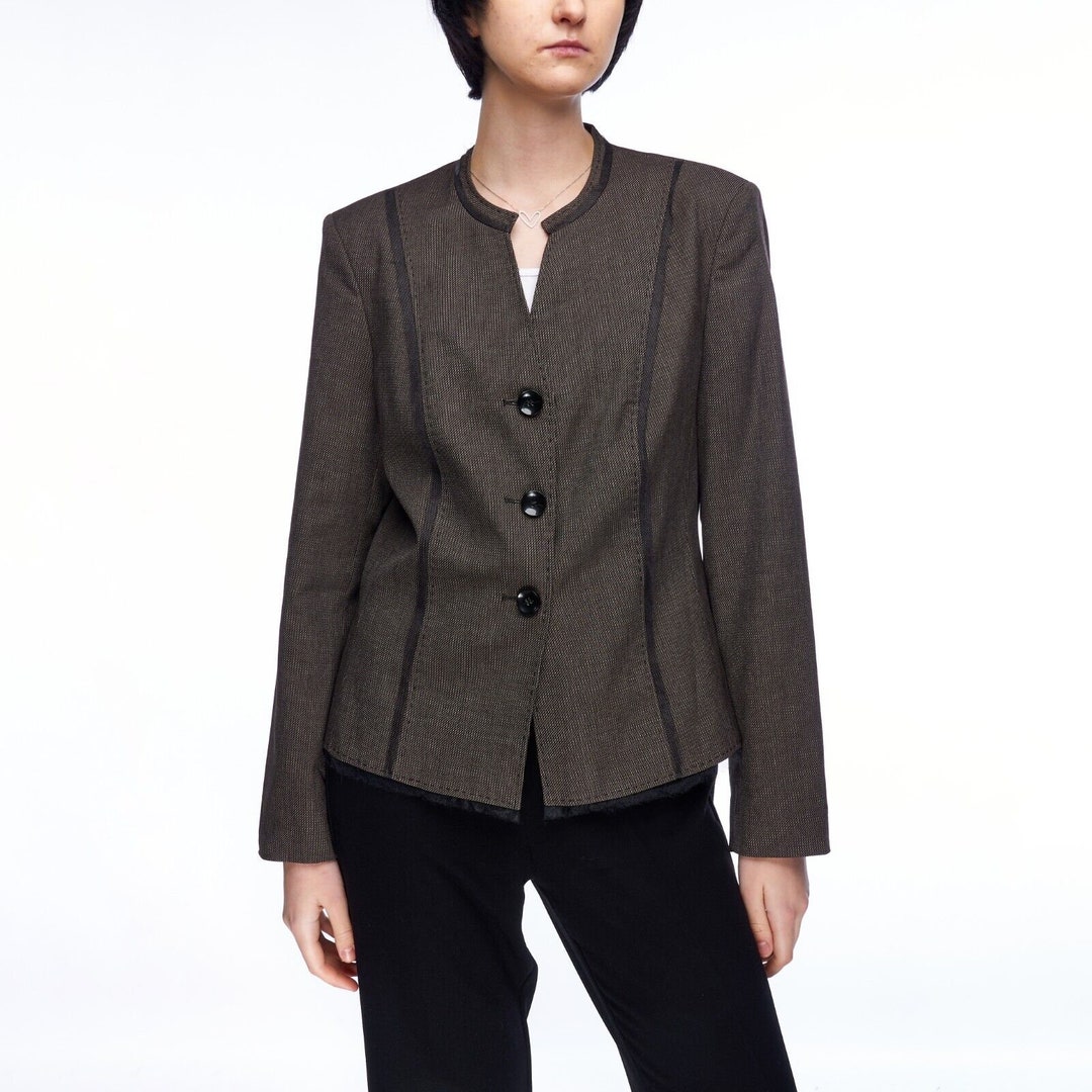 CHRISTIAN BERG Damen Braun Viskose Blazer Jacke Größe 40