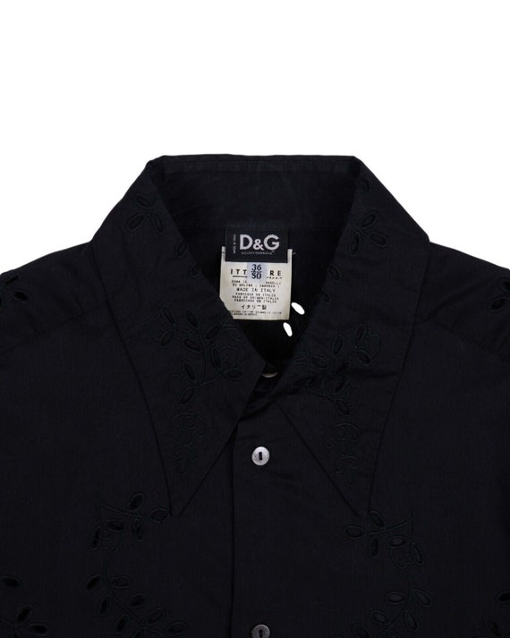 D&G DOLCE GABBANA Shirt Black Semi Transparent Op… - image 4