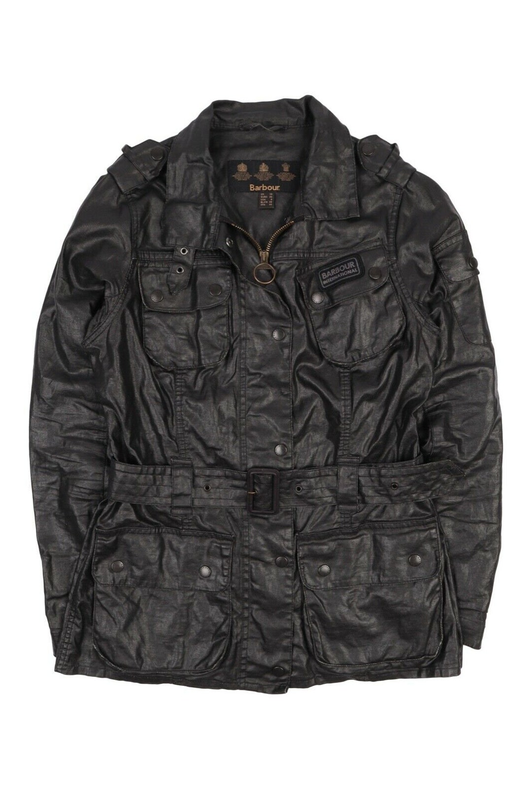 Women's BARBOUR INTERNATIONAL Black Tartan Duralinen Jacket Size