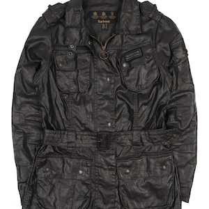 Chaqueta de tartán negra Duralinen BARBOUR INTERNATIONAL para mujer, talla 10 del Reino Unido/6 de EE. UU.