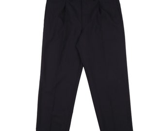 vintage BALMAIN pantalon en laine bleu marine plissé devant pantalon pour hommes taille 40
