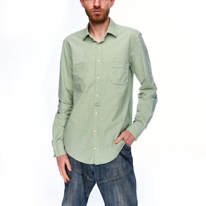 HUGO BOSS ORANGE Men&#39;s Green Check Cotton Button Up Shirt Size S Vintage Authentic Designer Wear