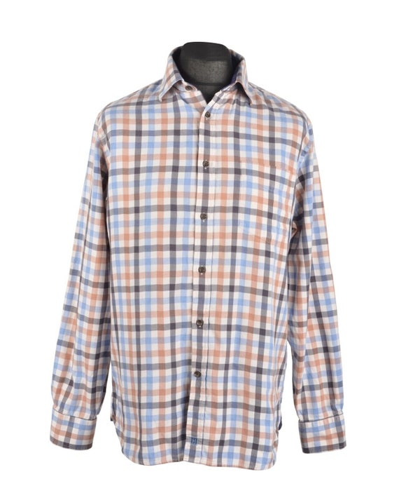 hackett dress shirts Hackett Men's Tailored Fit Linen Bengal Striped Shirt - Sky Blue