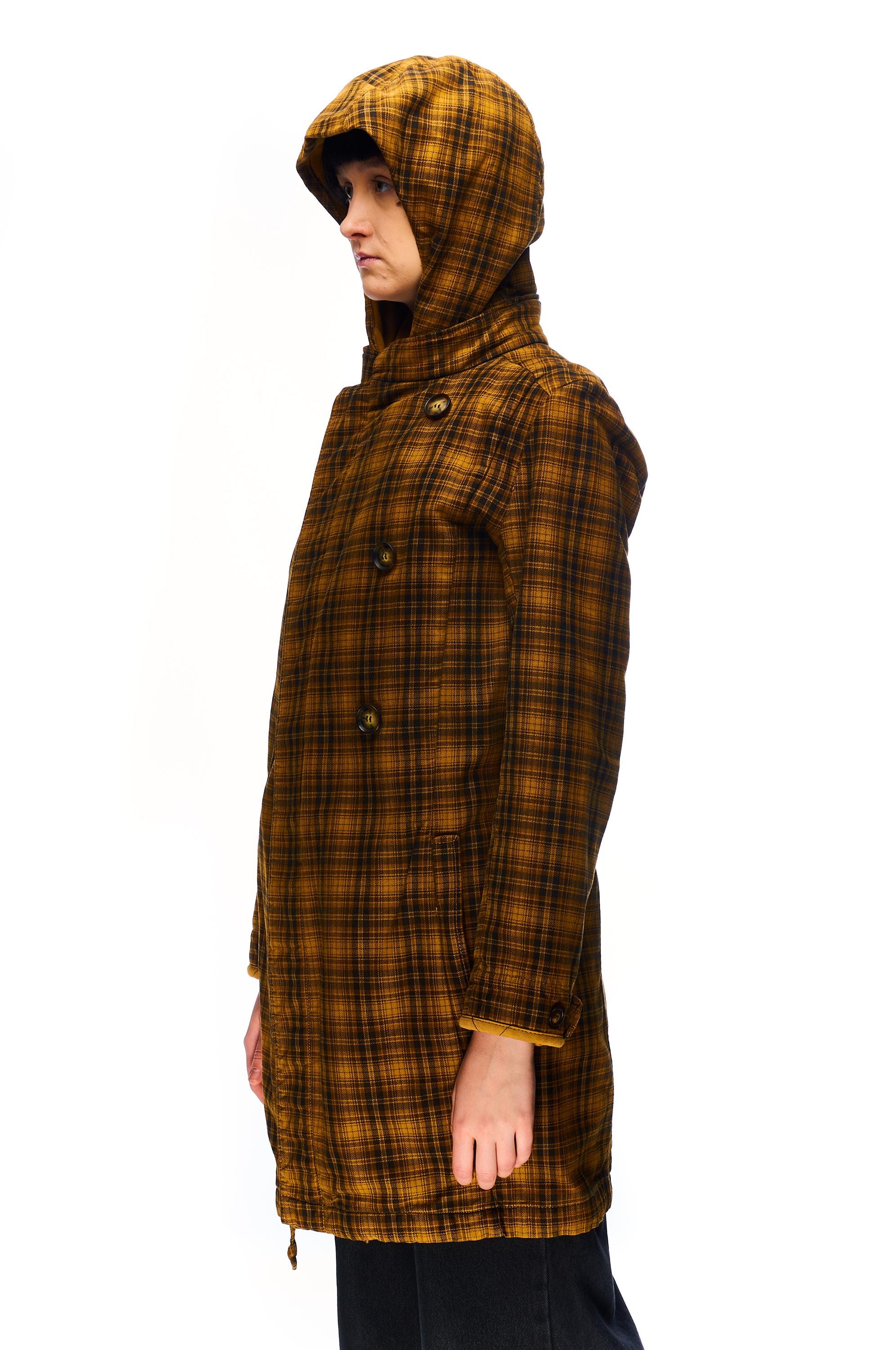 STEPHAN SCHNEIDER Coat Brown Check Cotton Women's Hooded Jacket