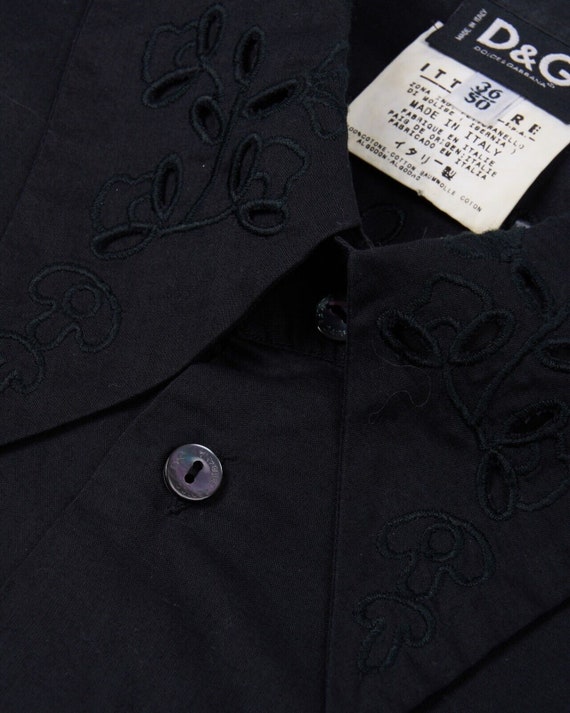 D&G DOLCE GABBANA Shirt Black Semi Transparent Op… - image 5