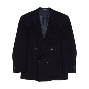 GIANNI VERSACE Double Breasted Navy Wool Cashmere Mens Club Blazer Size 50 IT