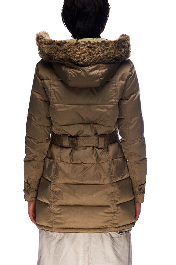 BARBOUR Quilt Long Coat Beige Puffer Womens Down Jacket Size UK 12 US 8