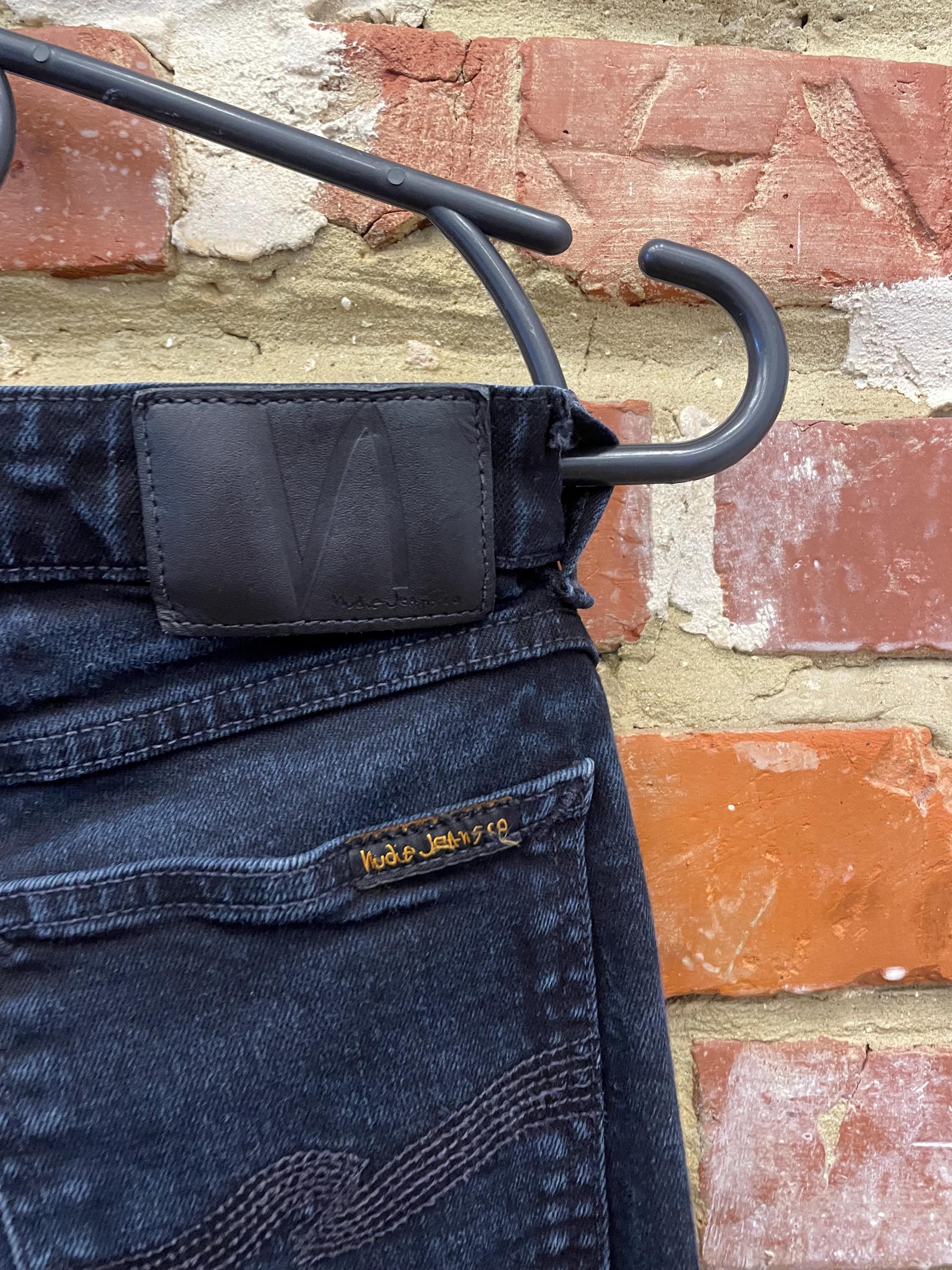 Nudie Jeans Black Tapered Organic Cotton Denim, Slim Fit W30 L32 