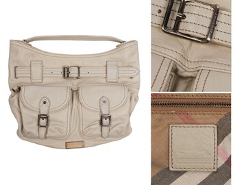 BURBERRY Bolso Bolso de hombro con forro de cuadros Nova de cuero beige