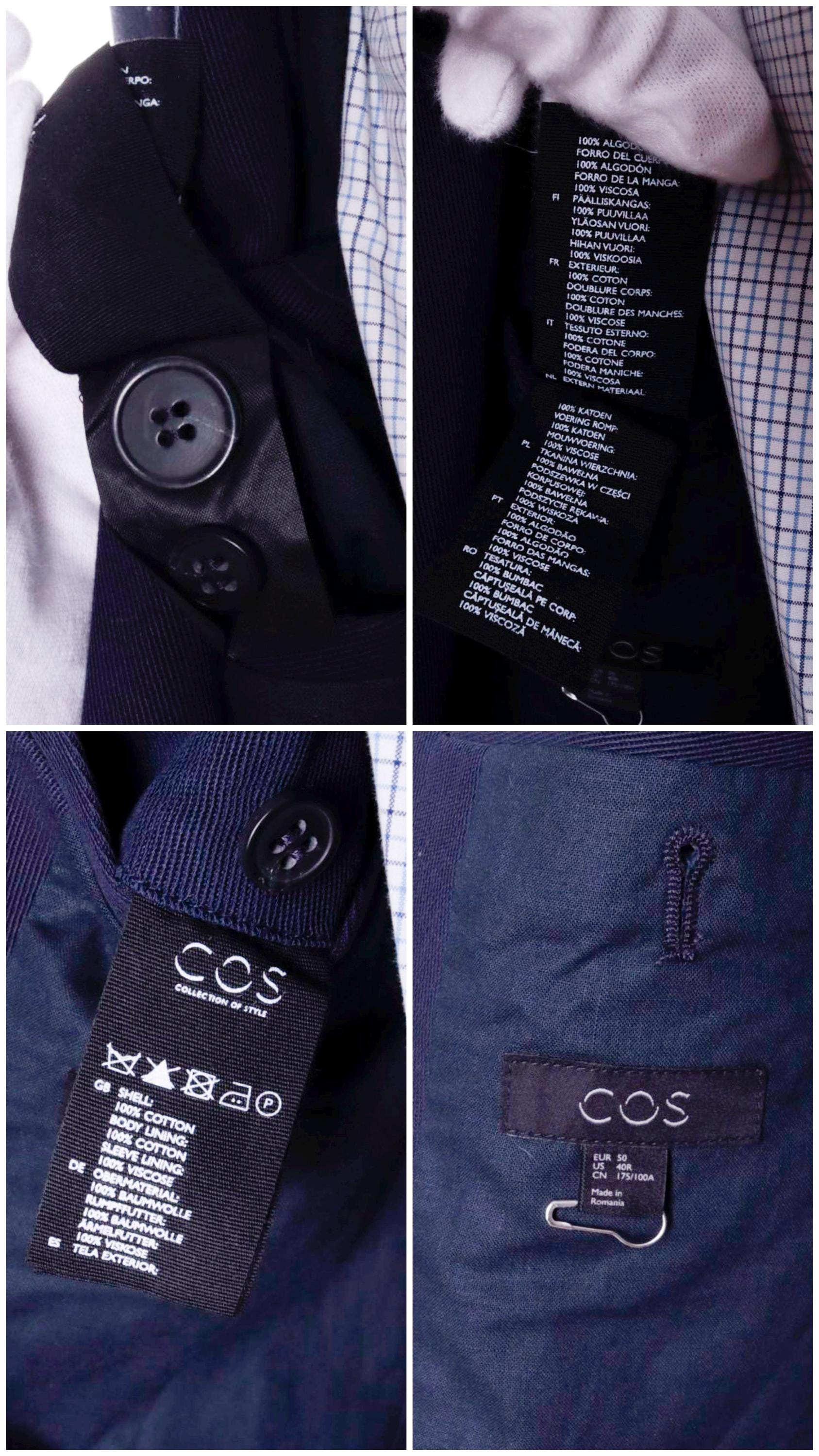 COS ネイビーブルー コットン ブレザー ジャケット サイズ EU 50 US 