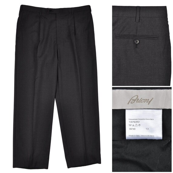 mens double pleated wool dress pants Mens Charcoal Navy Double Pleated Lined Wool Dress Pants 36 x 29