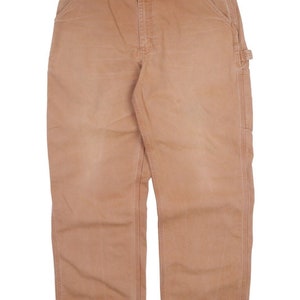 Men&#39;s Vintage CARHARTT Brown Cotton Work Cargo Pants Trousers Size 35