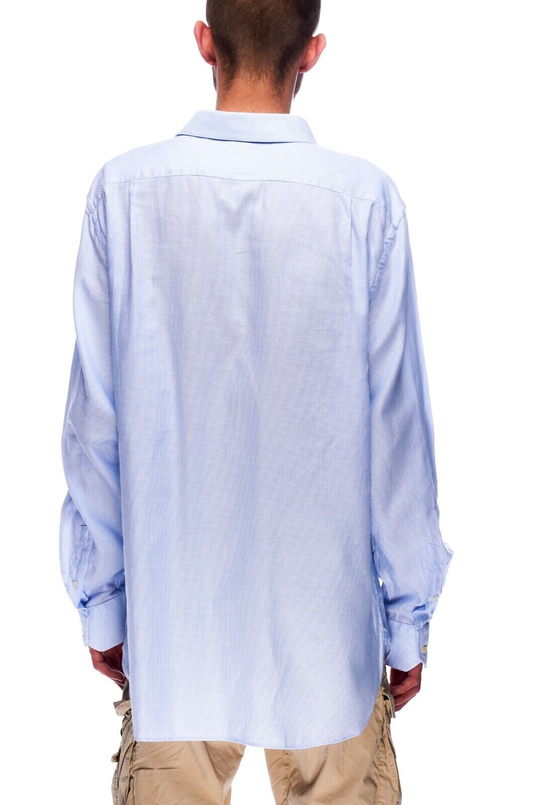 boggi dress shirts Men's Regular Fit Sky Blue Linen Shirt, White