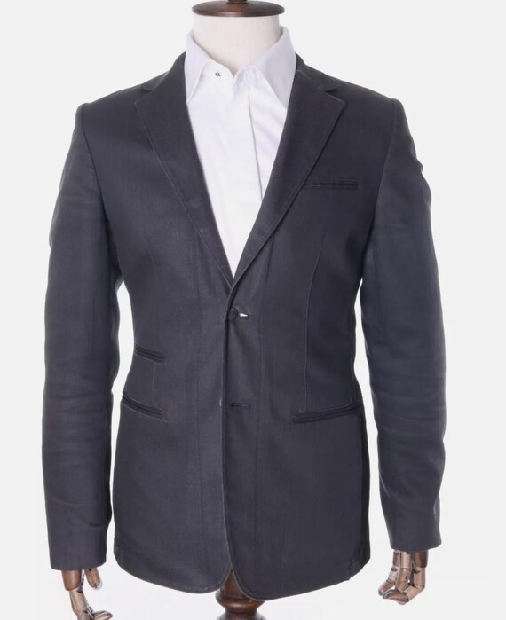Raf Simons, RAF by RAF SIMONS Grey Denim Cotton Blend Blazer Jacket Size 48 it