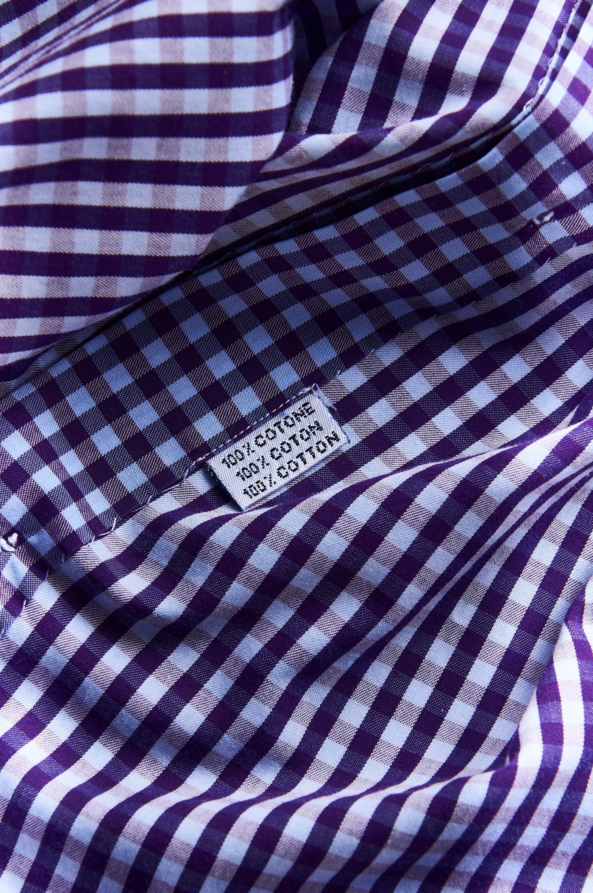 ERRICO FORMICOLA Napoli Dress Shirt White Purple Check Cotton 