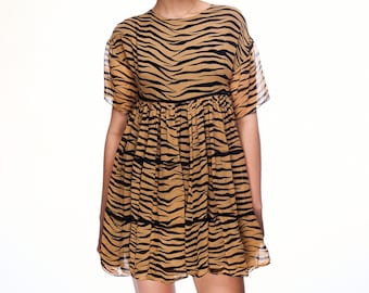 TWINSET Tiger Print Kleid aus Viskose, Grösse 38