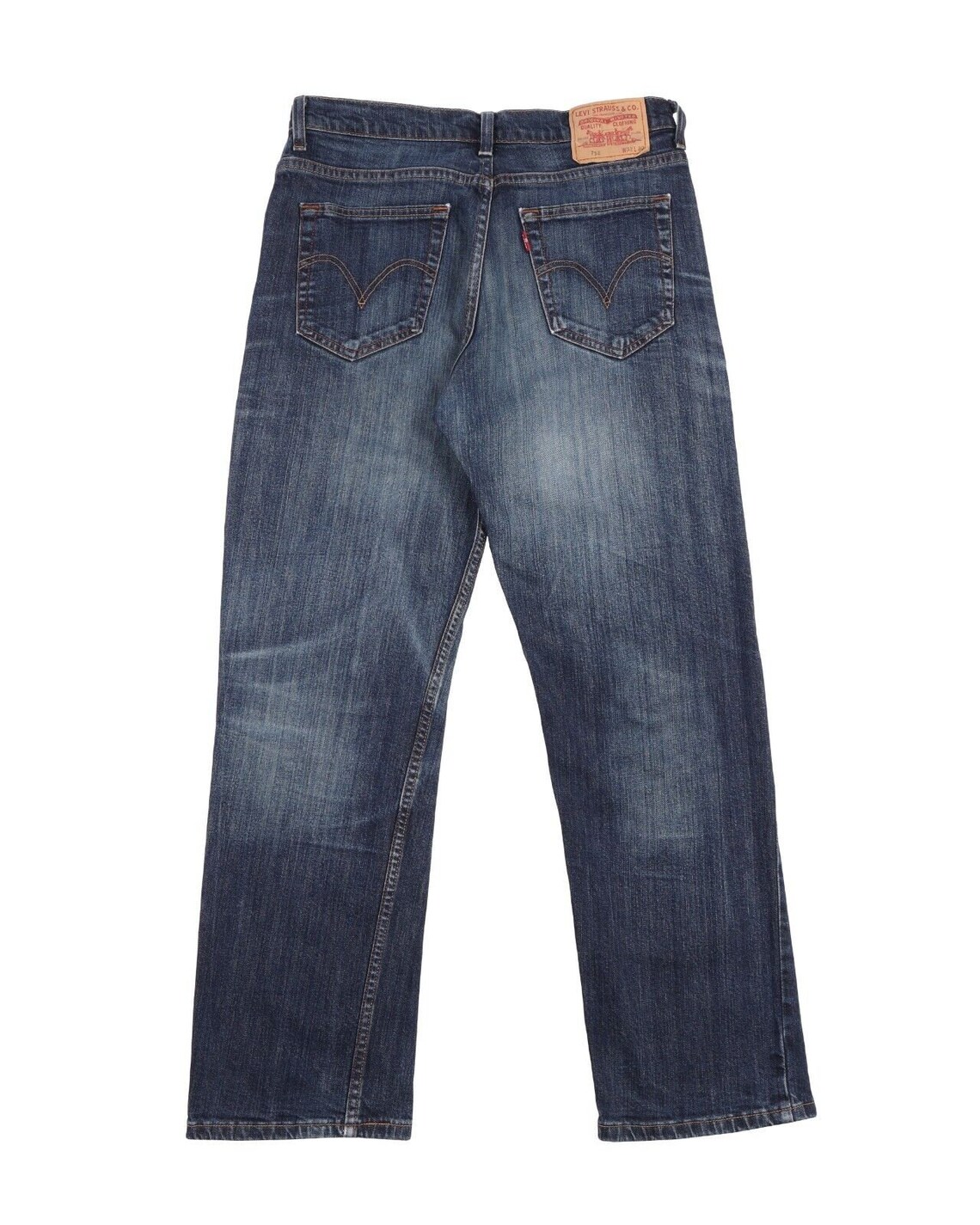 Vintage LEVIS 752 Jeans Navy Blue Stretch Men's 5-Pockets Distressed Denim Size 32x30, foto 2 di 5
