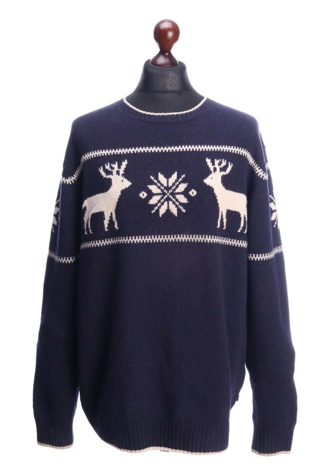 Patchwork Gant Christmas Jumper Mens GANT Men's Navy Wool Deer